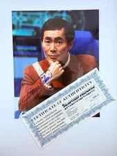George Takei Signed 8x10 Photo w/ Slanted Fedora COA Star Trek Autograph