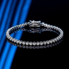 2mm D VVS Moissanite Tennis Chain Bracelet Women 925 Sterling Silver Pass Tester