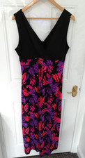 Savoir Size 14 Maxi Dress Black Pink Purple Orange Floral Wrap Effect Neckline