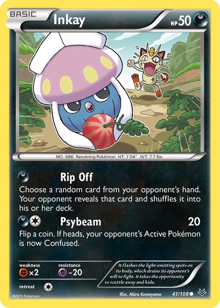 Inkay #41/108 Xy - Roaring Skies Common Pokemon TCG LP