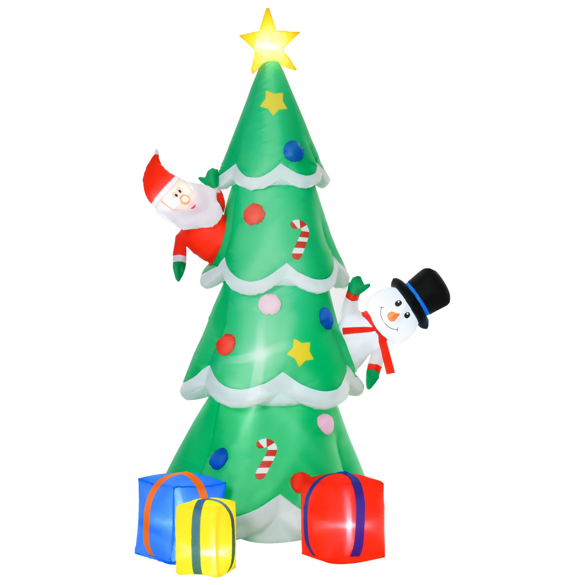 Homcom Unisex Green Christmas Inflatable Tree Led Lighted For Indoor Outdoor In 7Ft - Image 2