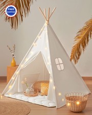 Kids Teepee Tent 100 Cotton Padded Mat Star Lights Foldable Carry Bag Tiny