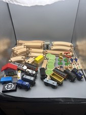 Wooden Train Track Lot 86 Pcs Tracks Trains Figures Accessories