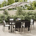 vidaXl Garden Dining Set Black Poly rattan Large Modular