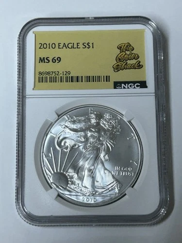 New Listing2010 American Silver Eagle NGC MS69 The Coin Shack Label 1oz Silver Coin