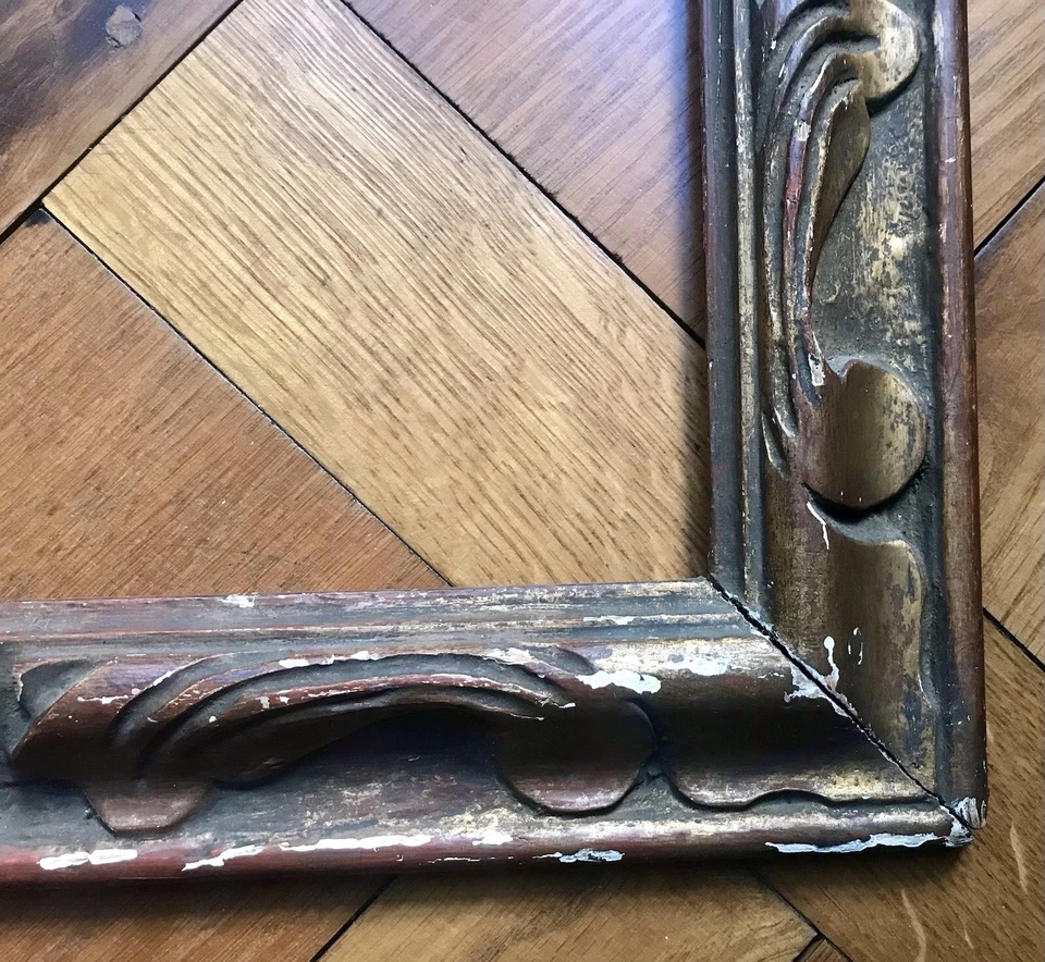 GRAND CADRE ANCIEN DORE SCULPTE FIN XIXe 19ème STYLE RENAISSANCE HAUTE ÉPOQUE - Photo 4/4