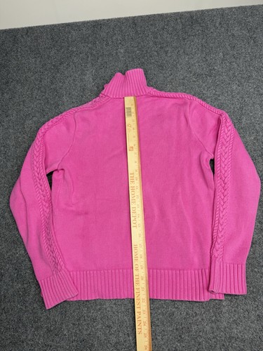 Ralph Lauren Sport Chunky Cable Knit Full Zip Sweater Jacket Womens Large Pink - Picture 5 of 5