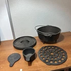 Vintage Lodge Cast Iron Camp Dutch Oven #8 2Qt with Lid  And Extras