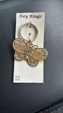 New Butterfly Filigree Keychain with Faux Crystal Accents