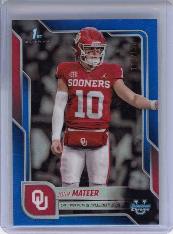 2025 Bowman Chrome University #1 John Mateer 1st Bowman Blue 118/150