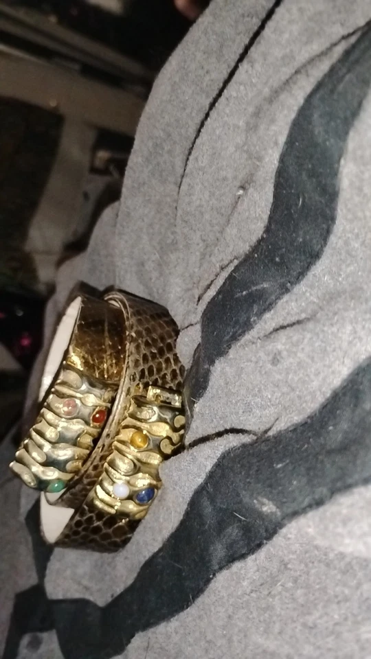 Cinturón de piel de serpiente Judith Leiber con piedras semipreciosas (talla única) vintage Foto 2 de 2