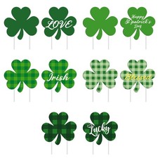 10 PCS St. Patrick's Day Shamrock Yard Signs, St. Patrick's Day Decorative Signa