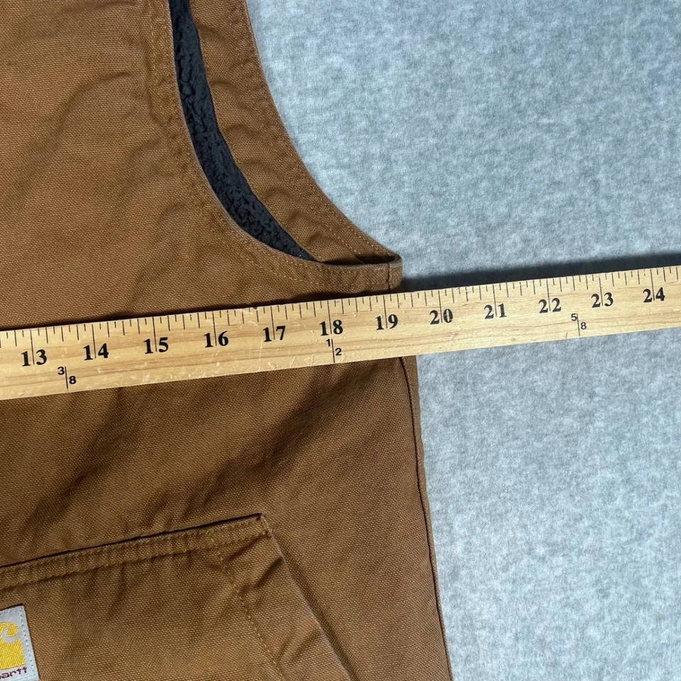 Carhartt Brown Canvas Work Vest Youth XL Zip Front Sleeveless Jacket Outdoor - Image 4 of 4