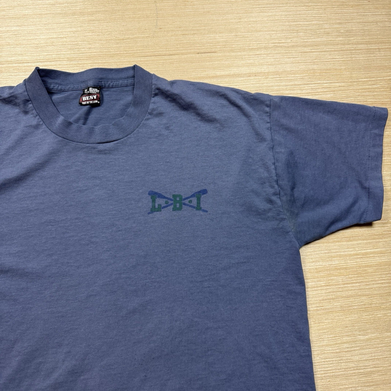 FILA T shirt vintage lunga spiaggia isola canottaggio sole sbiadito anni 90 XL Fruit Of The Loom Best