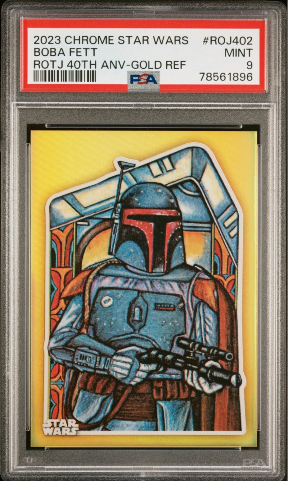 2023 BOBA FETT PSA 9 TOPPS STAR WARS CHROME RETURN OF THE JEDI 40TH ANNV #'d /50 view 1