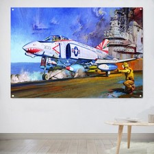 F-4B Phantom II Fighter Jet Poster Canvas Print Painting Aviation Military Flag