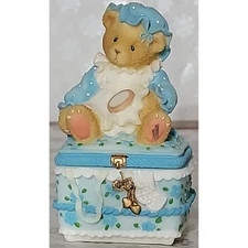 Cherished Teddies Victorian Teddy Crocheting Covered Box Enesco Great Xmas Gift!