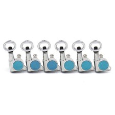 6 inline Hollow Head Button Right Handed Guitar Tuning Pegs Machine Heads Silver