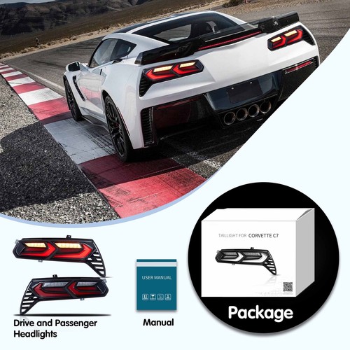 Paar Für Chevrolet Corvette C7 Getönte Voll-LED-Rückleuchten mit Startanimation - Bild 7 von 8