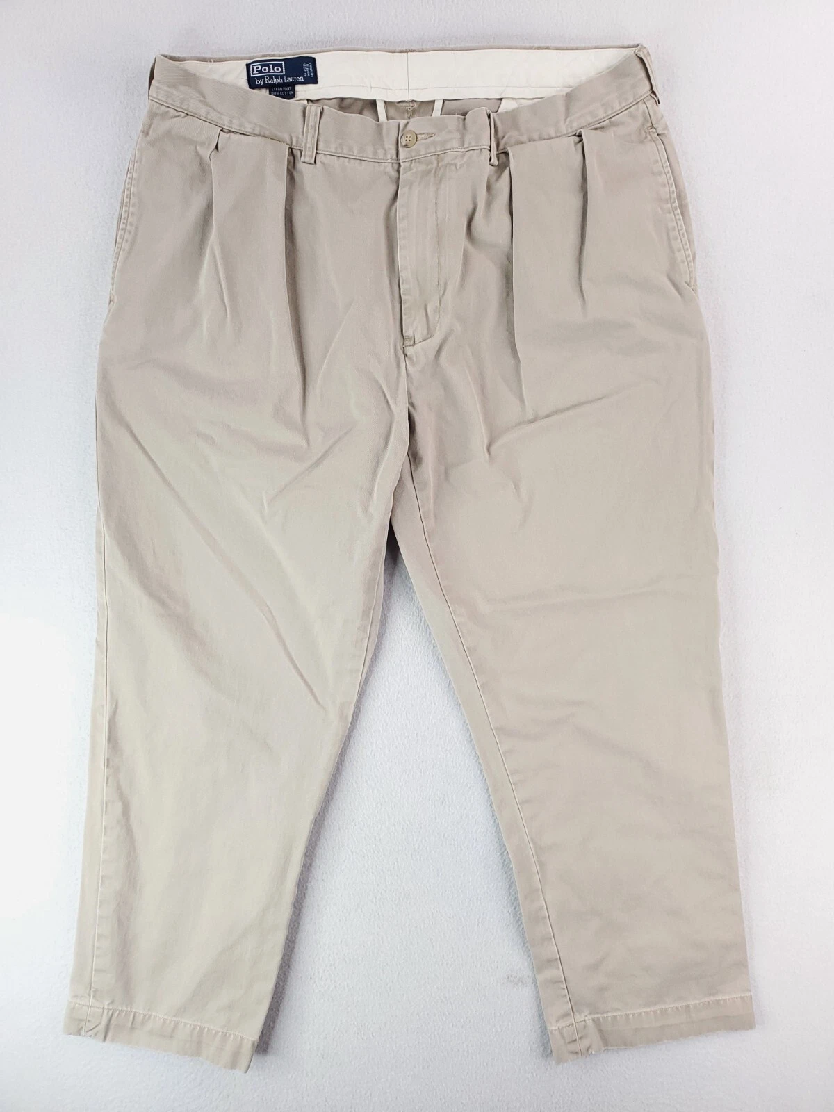 Vintage Polo Ralph Lauren Pants Mens 38x29 Khaki Ethan Chino Straight Pleated