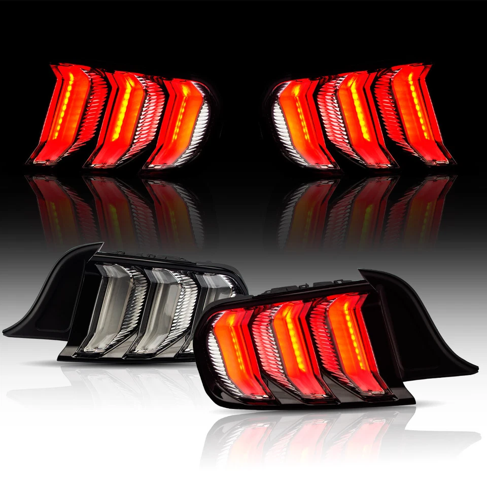 2015-2023 Ford Mustang Euro Clear LED Sequential Tube Tail Lights Brake Lamps - Image 4 of 4
