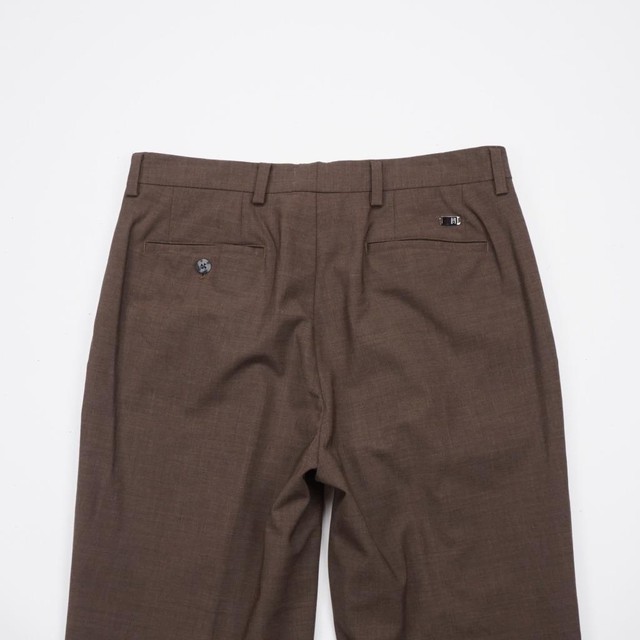 TIGER WOODS Lined Pleated Cuffed Wool Spandex Dress Pants Brown Mens