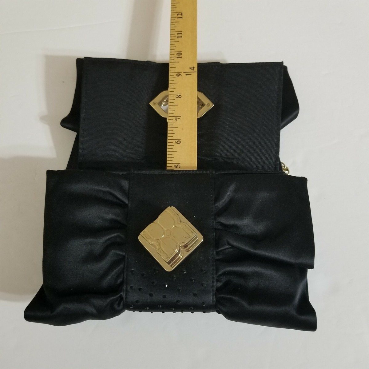 Bcbgmaxazria Black Beaded Evening Clutch Bag Turn Lock
