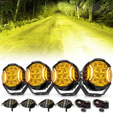 AUXBEAM 4x 5" LED Pods Light Bar Amber Yellow Offroad Driving Fog Auxiliary Lamp