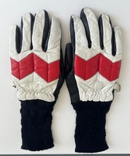 Pair Of Vintage Winter Ladies Gloves Sz 6 1/2 Medium Black White Red Very Rare