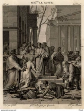 Eustatius the sweat Saint Paul preaching the'gospel at Ephesus - original engraving