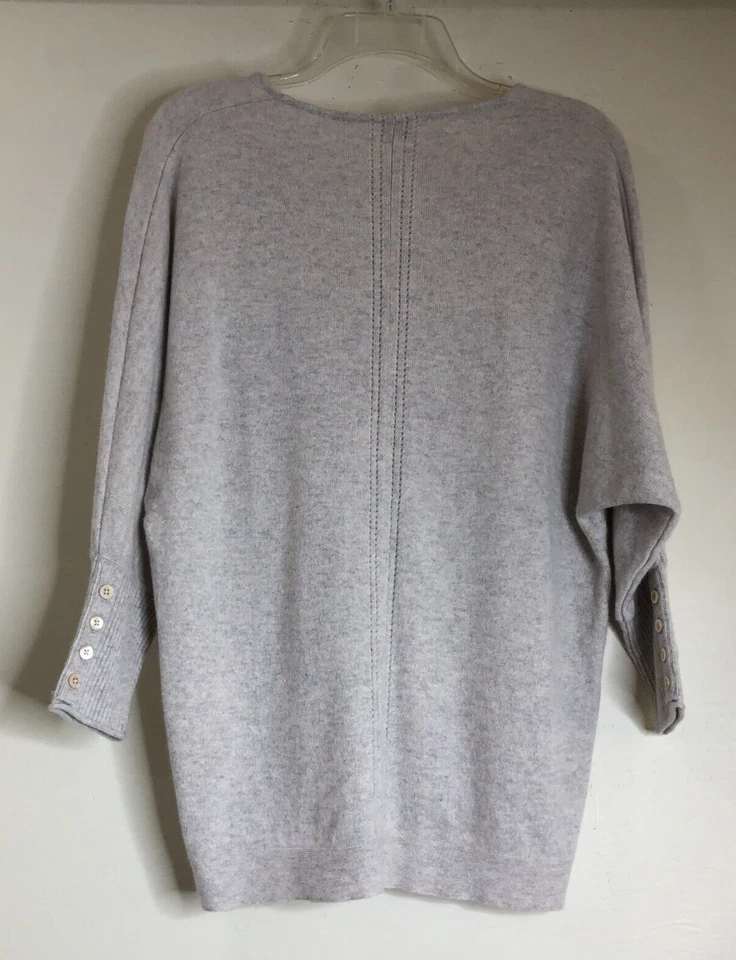 Suéter Botones Poetry Mujer Talla 6 100% Gris Cachemira Cuello en V Manga 3/4 Dolman Foto 2 de 4