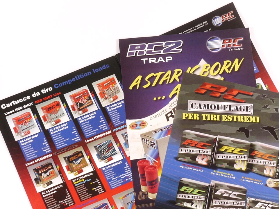 PRL) RC CARTRIDGES CARTUCCE CACCIA TIRO LINEA CAMOUFLAGE DEPLIANT BROCHURE GUNS - Imagen 2 de 4