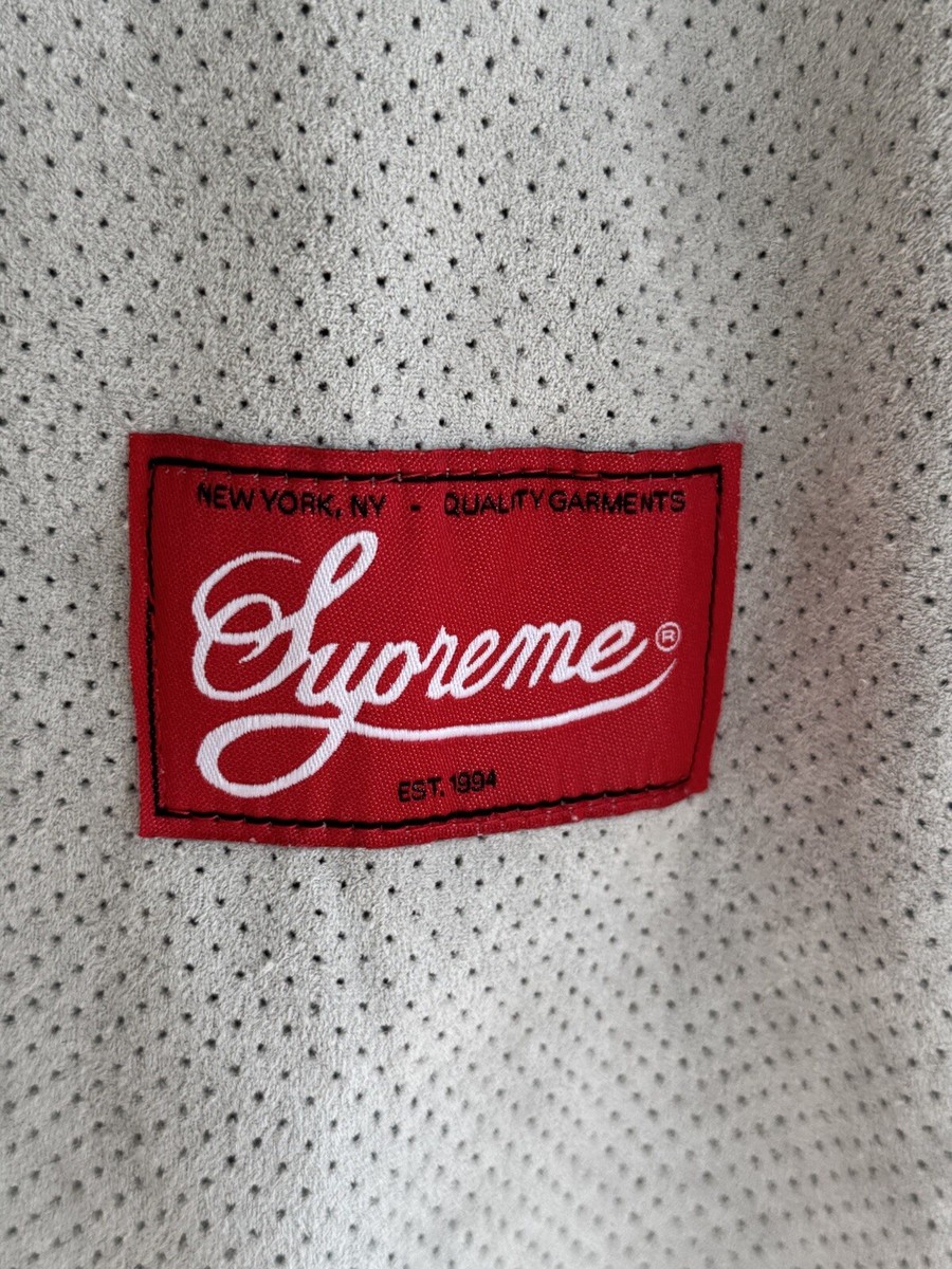 Supreme Ultrasuede Mesh Baseball Jersey SS24 Grey Red Size S