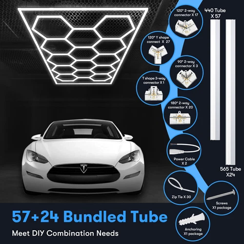 14 Hexagon LED Lighting Car Detail Garage Workshop Retail Light Honeycomb Hex - Picture 3 of 12