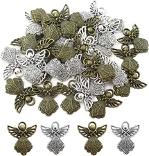 40PCS Antique Alloy Angel Charms Pendant Angel Ornaments for Necklaces, Bracelet