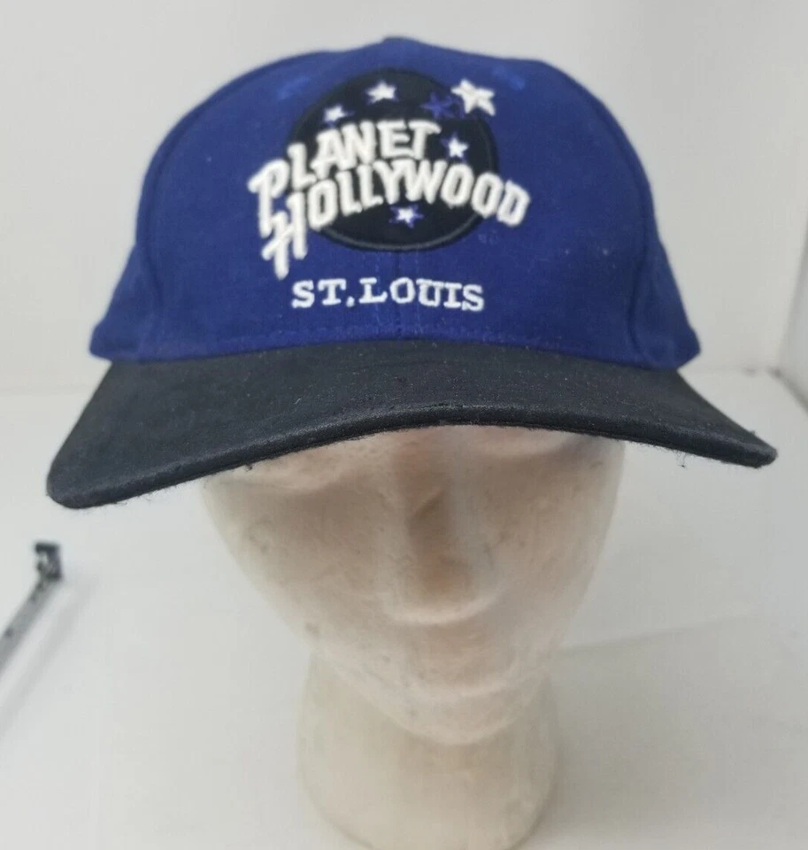 Planet Hollywood Сент-Луис шляпа крышка вышитый синий черный 1995 хлопок - Изображение 2 из 4