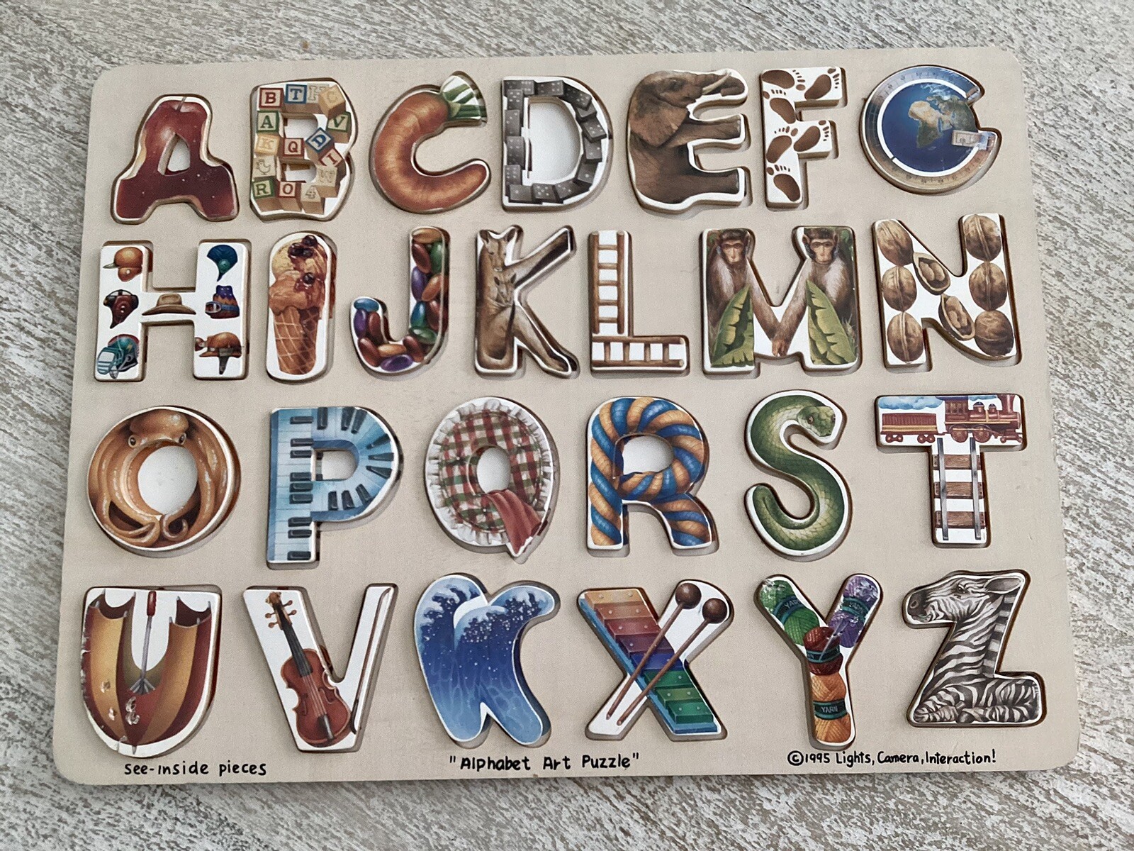 Melissa & Doug Alphabet Art Wooden Puzzle, Lights Camera Interaction