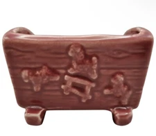 VTG Mauve Pink Shawnee USA Pottery Cradle Child's Counting Sheep Planter 4x3 RW