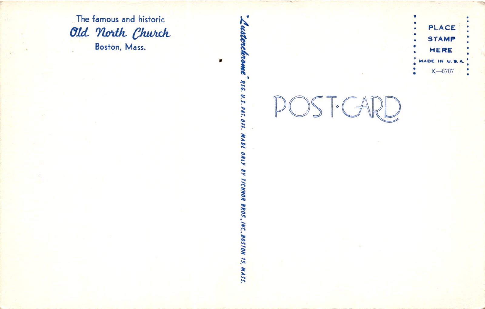 Old North Church, Boston, Mass, Tichnor Bros., Inc. Postcard