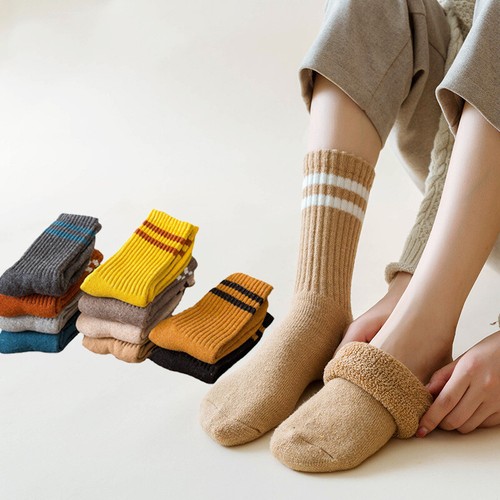 5 /10 Pairs Winter Wool Cashmere Socks Women's Thick Warm Casual Soft Lady Socks - 第 1/23 張圖片