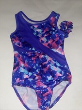 Danskin Now Purple Bodysuit Leotard Twilight Print Size XS 4/5 W Matching Shorts