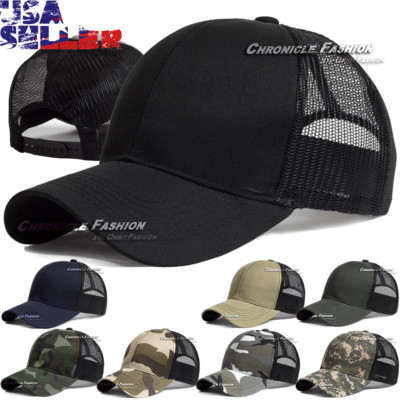 Trucker Hat Snapback Baseball Mesh Back Cap Solid Visor Plain Blank Hats Caps