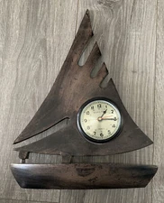 Metal Sail Boat Ship's Time Clock