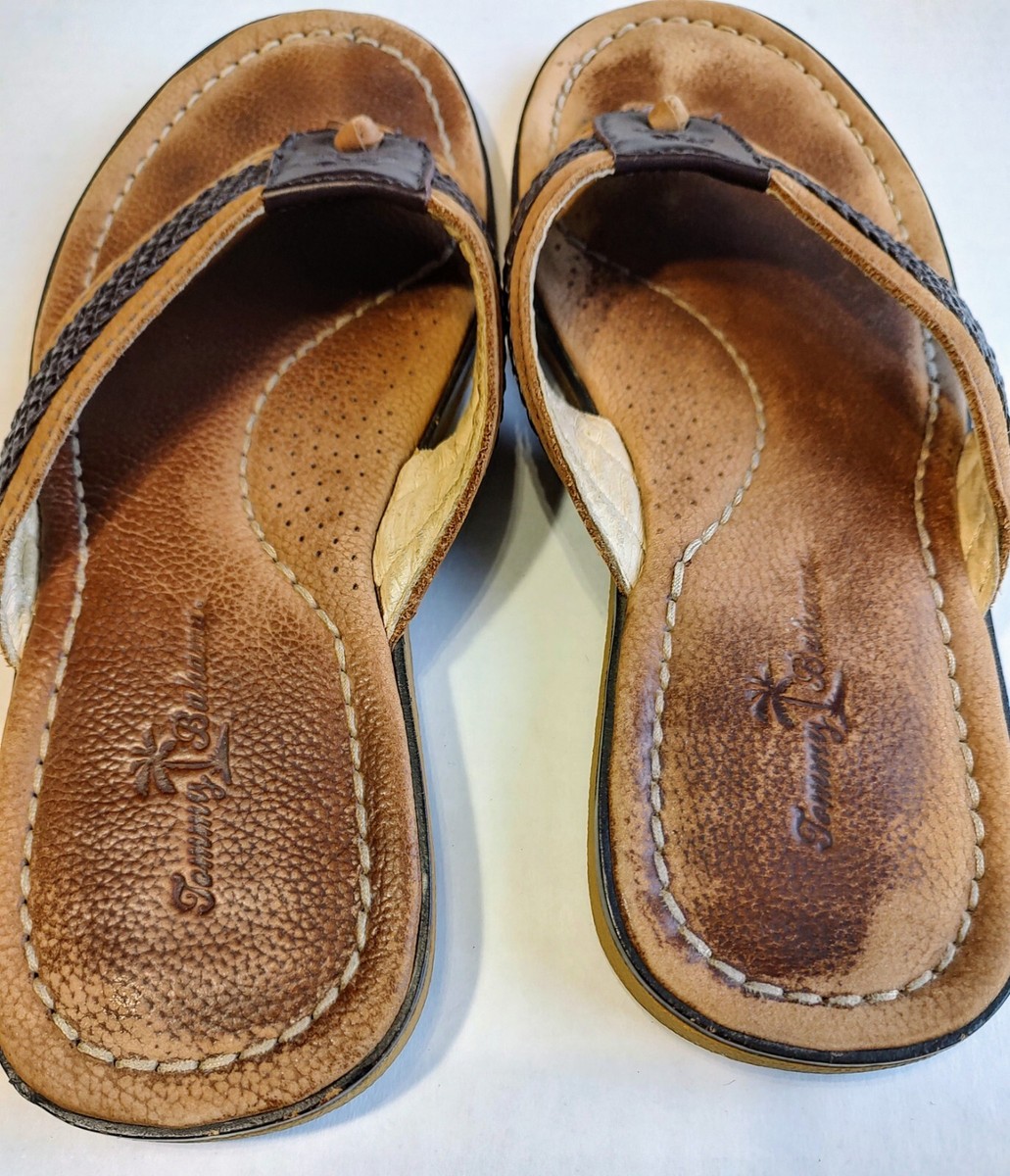 Tommy Bahama Anchored Sandal Flip Flop Mens 12 Tan Brown 