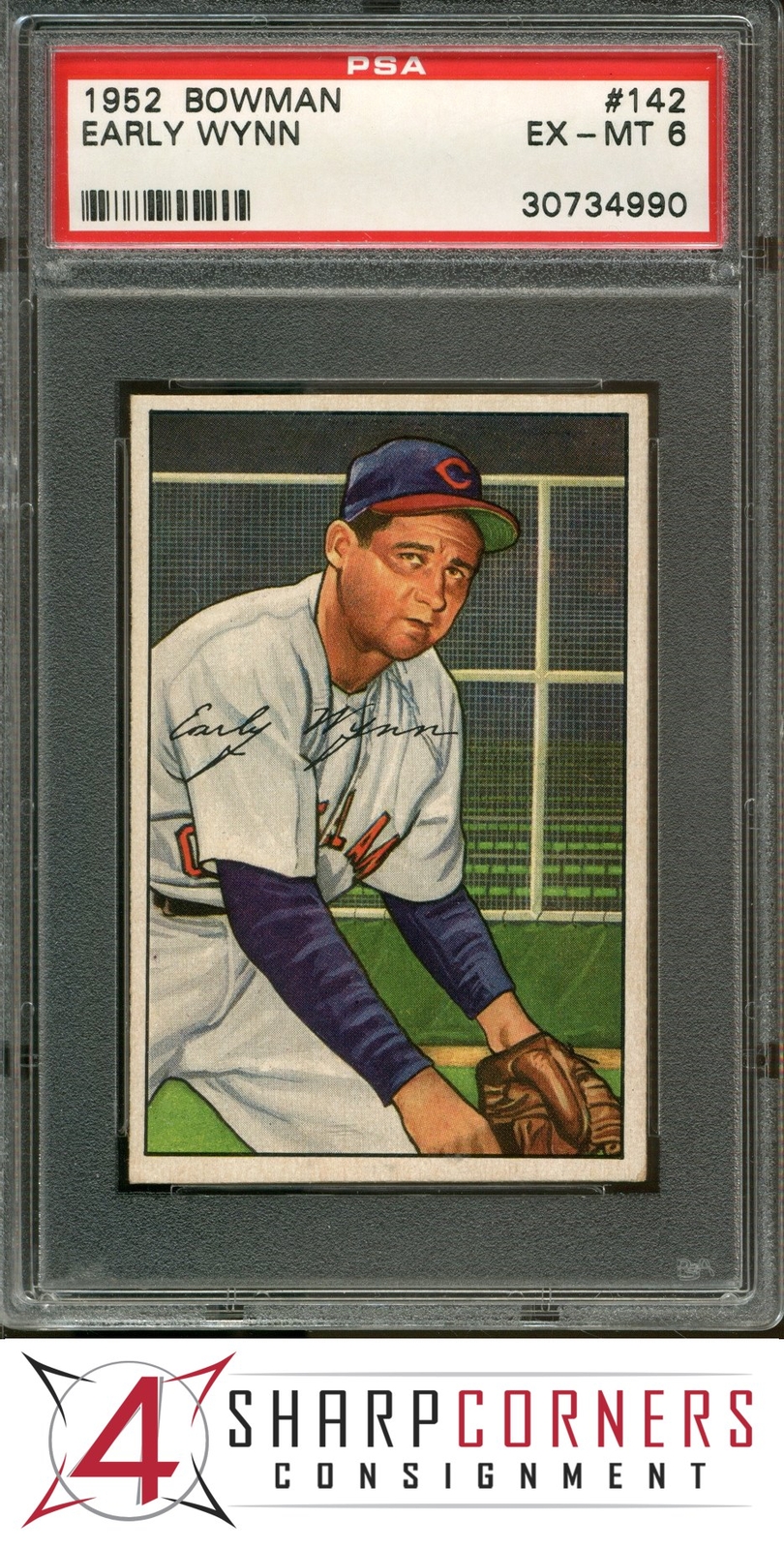 1952 BOWMAN #142 EARLY WYNN INDIANS HOF PSA 6