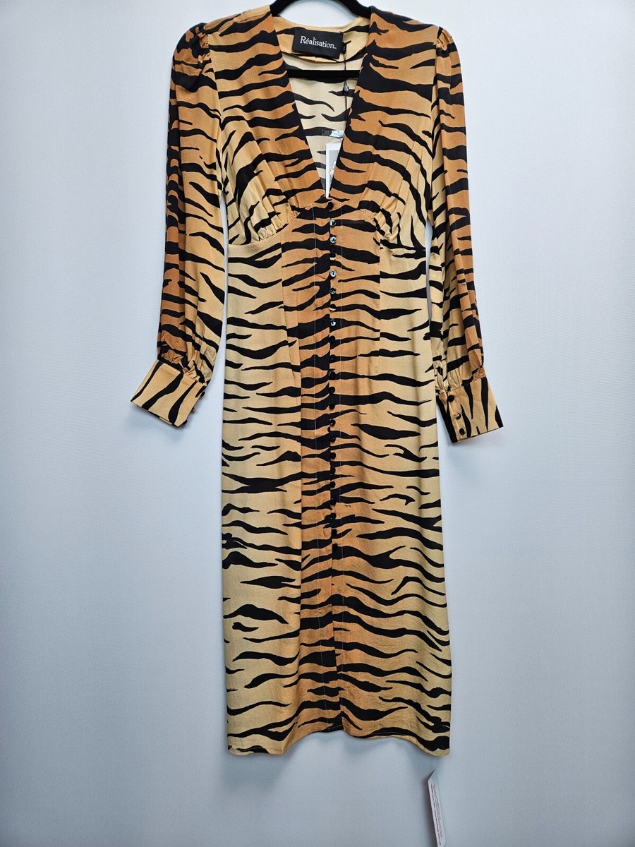 realisation par brown zebra dress Realisation Par - The Gia Animal Maxi main image 0