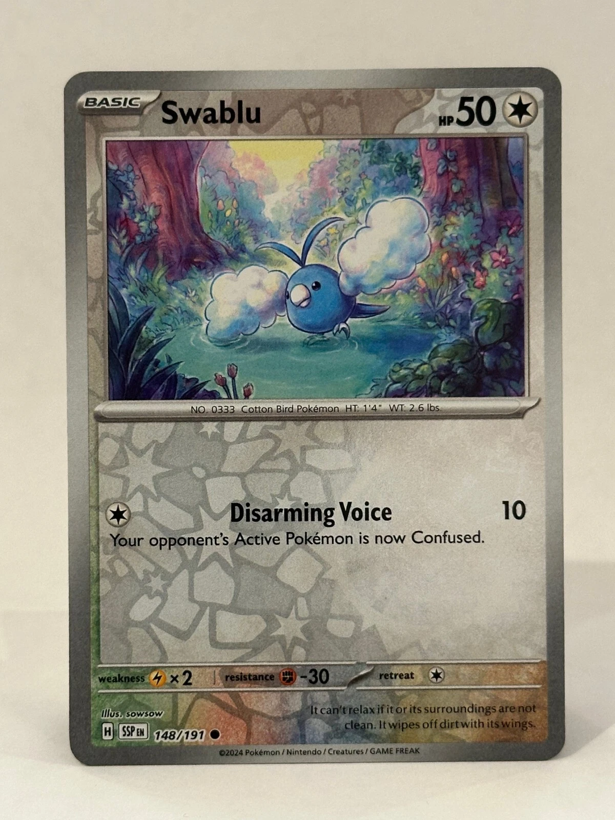 Swablu 148/191 Reverse Holo - Pokemon TCG Surging Sparks - Near Mint