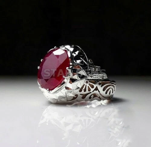 Natural ruby sterling silver ring sale