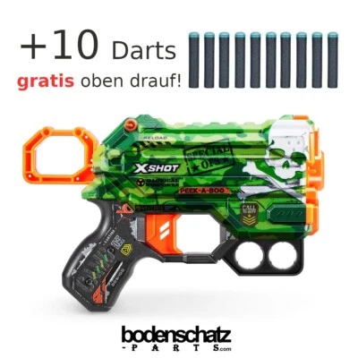 Dart Blaster X-SHOT SKINS MENACE Totenkopf Grün + 10 Darts gratis