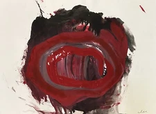 Abstract Mixed Media Ink Painting On Paper 11 X 15” Contemporary Landscape